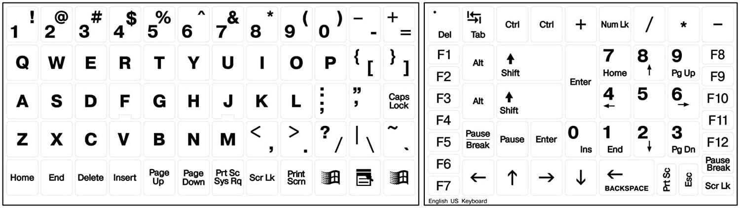 English US Non Transparent Keyboard Sticker White