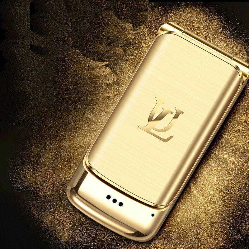 Ulcool V9 Smalllest Flip Phone 850mAh Whatsapp bluetooth Dialer FM Dual SIM Card Phone Gold