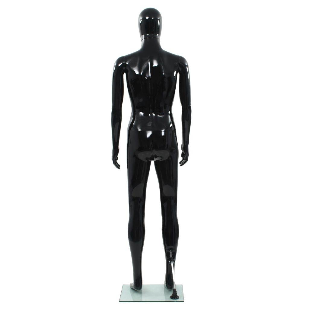 vidaXL Full Body Male Mannequin with Glass Base Glossy Black 72.8" Display