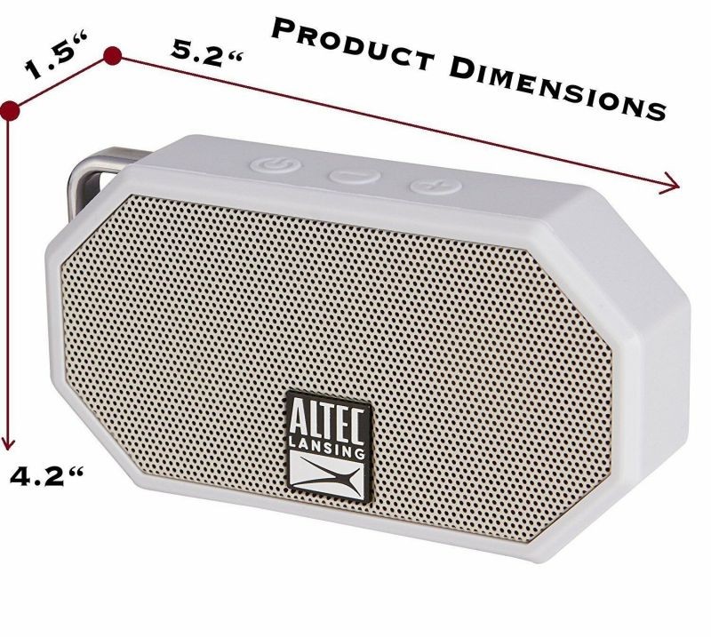 New Altec Lansing IMW257-CG Mini H2O Wireless Bluetooth Waterproof Speaker Gray