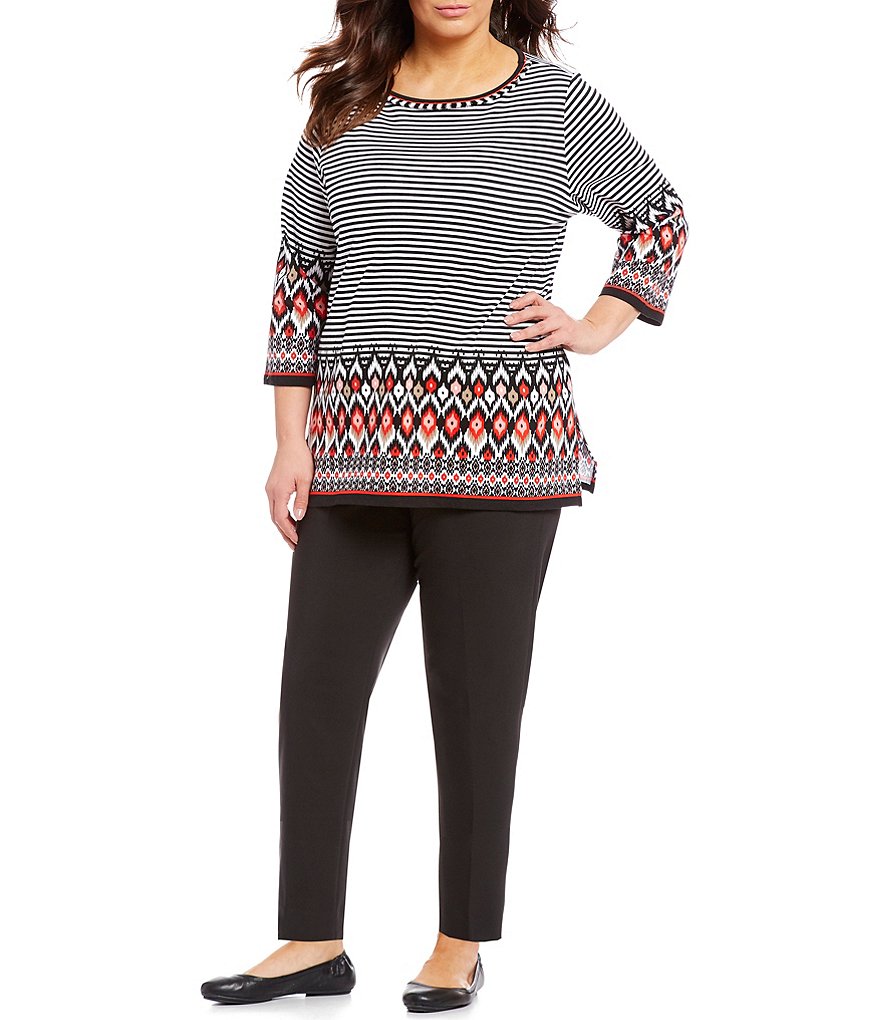 Ruby Rd. Plus Size Flat Front Double Face Stretch Ankle Pants