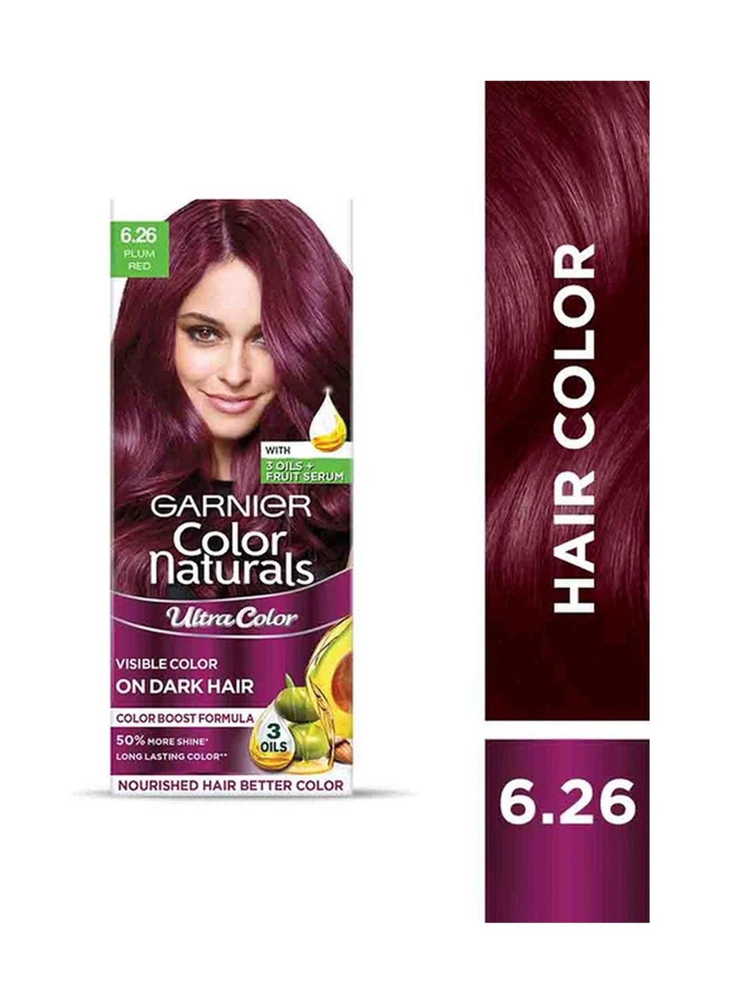 Garnier Color Naturals Creme Riche Hair Color Shade 6.26 Plum Red - 55 ml + 50 gm