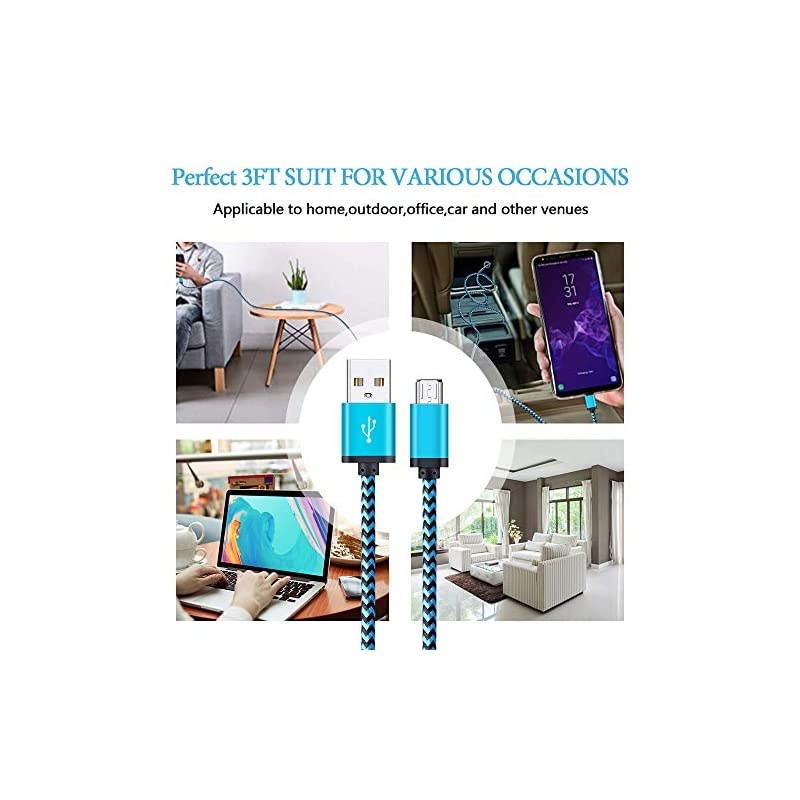 Micro USB Cable,5Pack 6.6FT/2M  Quick Charge Cable Braided Micro USB 2.0 A Male to Micro B USB Charger Cord for Samsung Galaxy S6 S7 Edge Plus, LG,Moto X, HTC, Android Tablets and More