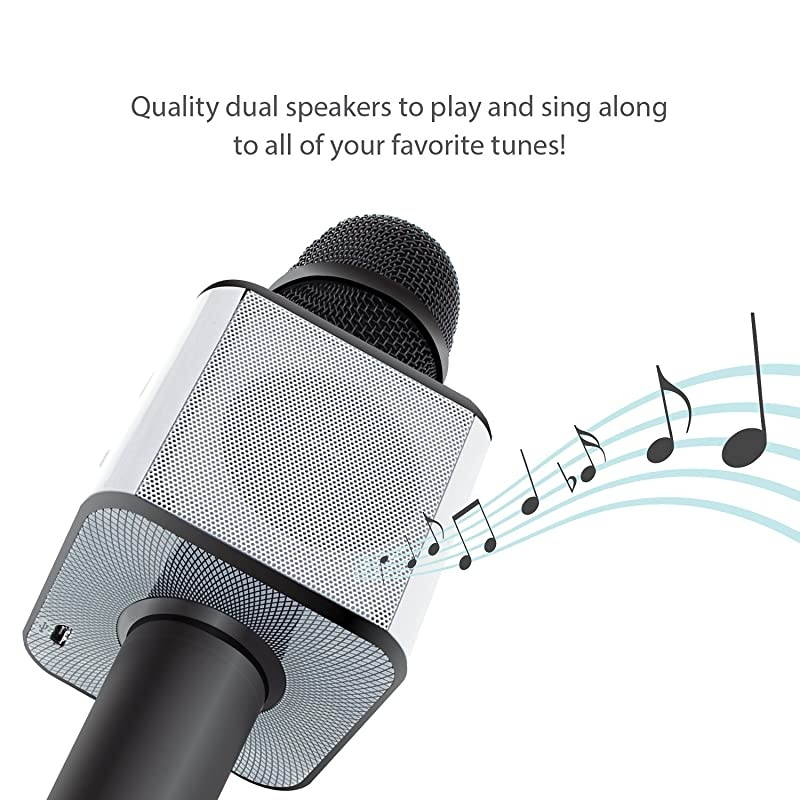 Microphone Wireless Handheld Machine For Kids With Bluetooth Speaker Player System Best Portable Multipurpose Professional Vocal Mixer Mic Sing Songs And Play Music On Apple amp Android Ivory