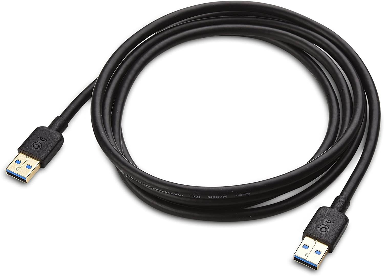 Cable Matters 2-Pack Short USB 3.0 Cable (USB to USB Cable Male to Male) in Black 3 ft