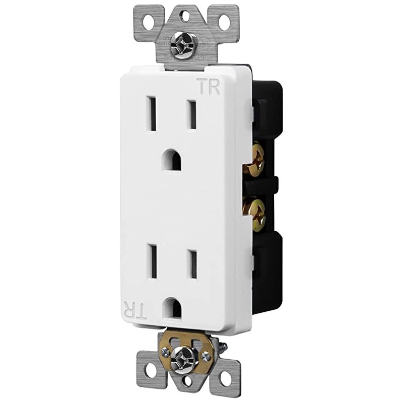 Industrial Grade Decorator Outlet 15A 125V TamperResistant Duplex Receptacle SelfGrounding 515R 2Pole 3Wire Grounding UL Listed 63150TR White 10 Pack