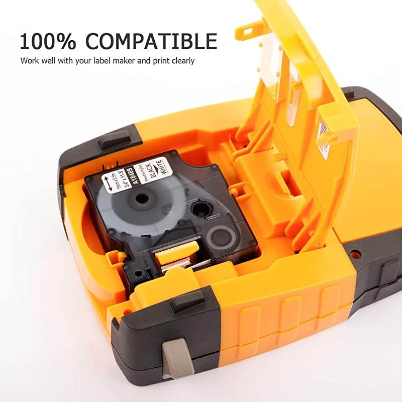 Compatible Label Tape Replacement for Dymo 18483 Permanent Polyester Tape for RhinoPro 4200 5200 5000 6000 LabelWriter Label Maker Black on White 12 Inch 3Pack