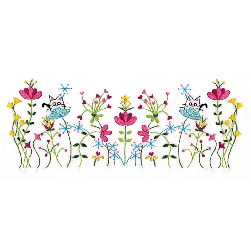 Tobin Stamped For Embroidery Pillowcase Pair 20"X30"-Cats In Flowers