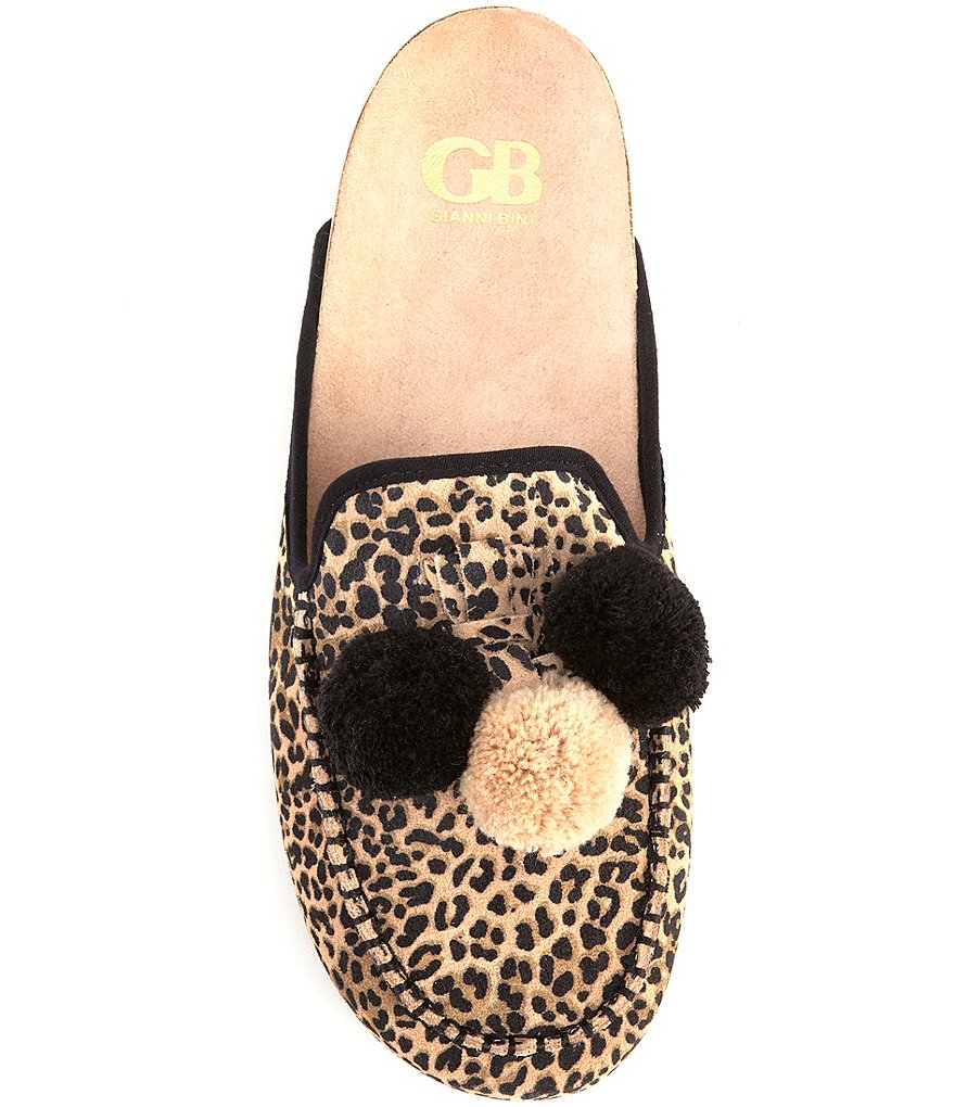 GB Pomm-Pomm Printed Suede Slipper Mules