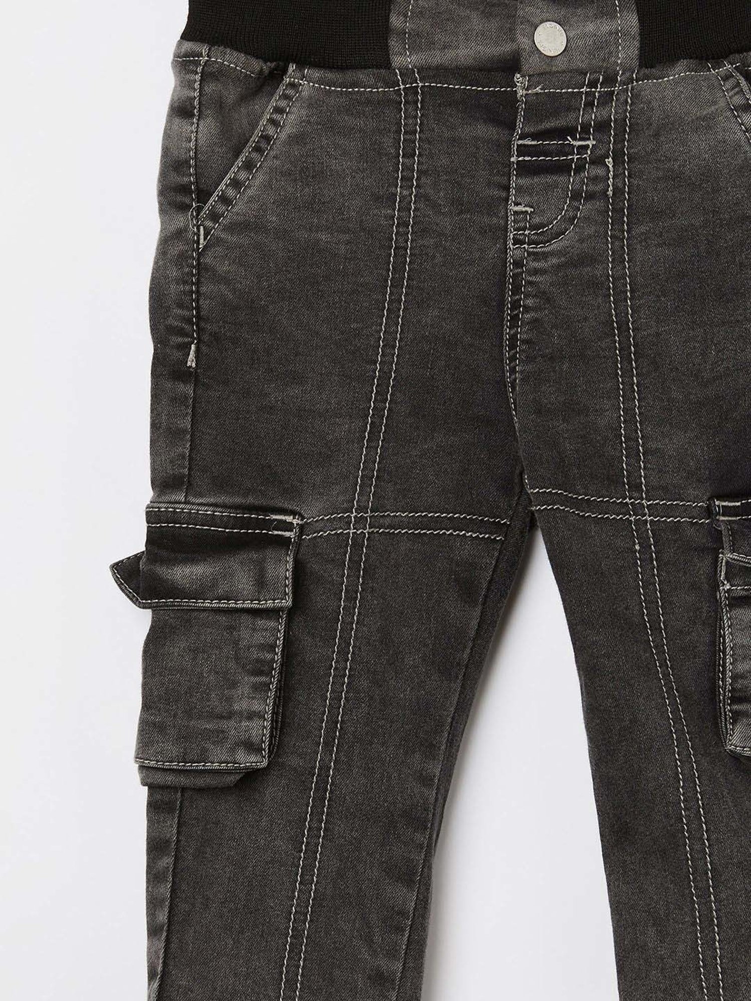 Juniors by Lifestyle Boys Grey Cotton Solid Jeans