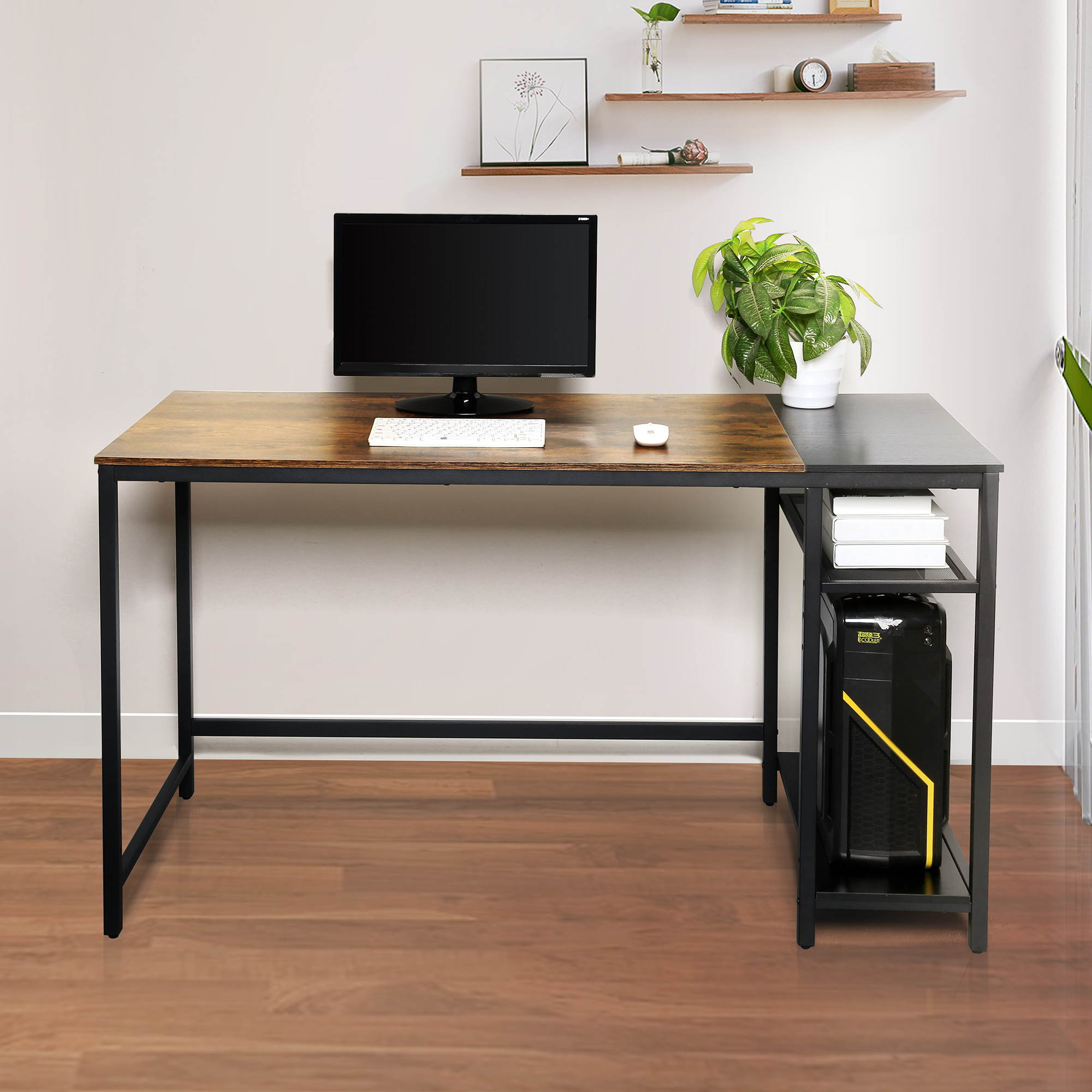 43 inch Gaming Desk Racing Style Computer Desk Living Room Desk Home Office Desk Writing Table Study Table With Cable Management Hole and Adjustable Foot Pads