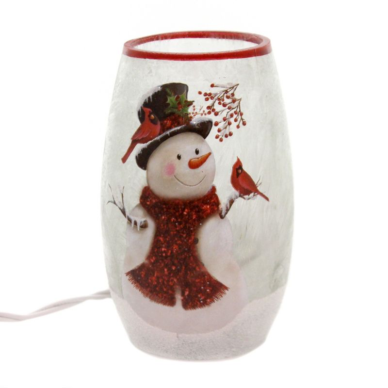 Stony Creek 5.0" Snowman & Red Scarf W Cardinals Indoor Use Red Birds Light Up  -  Novelty Sculpture Lights