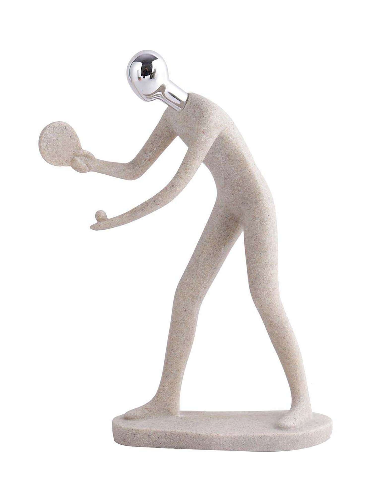 Tayhaa Off-White & Silver Resin Table Tennis Athlete Decor Piece