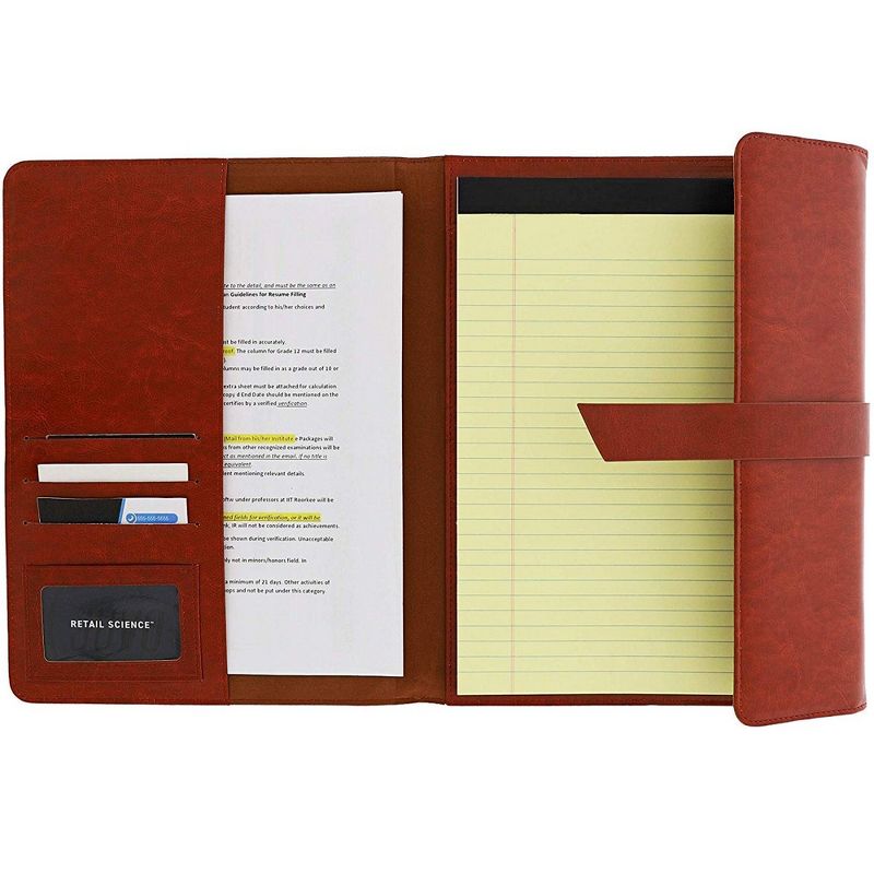 PU Leather Business Padfolio, Portfolio Folder with Pockets Holds Pens, Letter Size Notepad, Business Cards for Interview & Legal Document, Dark Tan