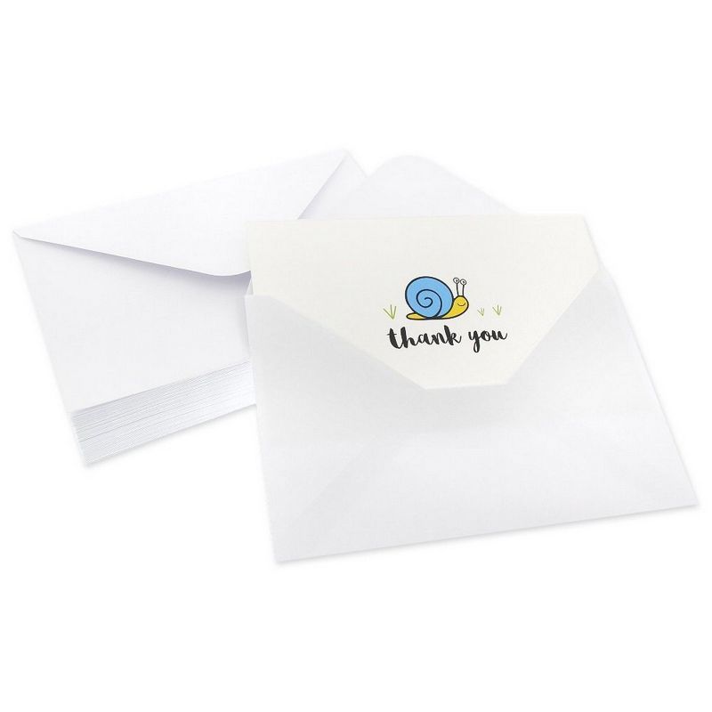 Best Paper Greetings 48 Packs Thank You Note Cards, Bulk Box Set with Envelopes, 6 Colorful Snail Designs, 4 x 6 In