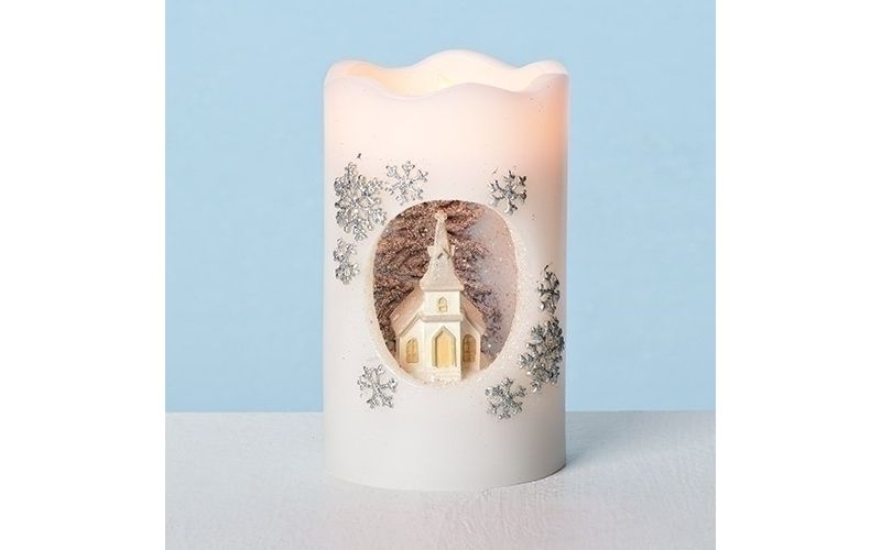 Roman 5" LED Lighted Glittered Church Christmas Pillar Candle - Ivory White