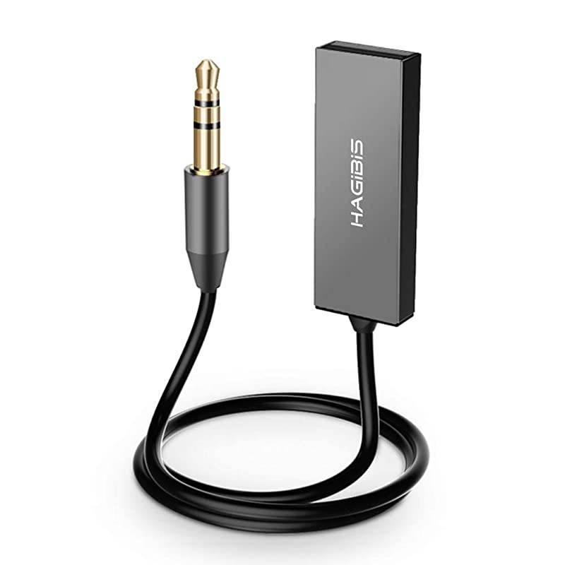 Bluetooth Receiver Bluetooth 50 Adapter HandsFree Bluetooth Car Kits AUX Audio 35mm Jack Stereo Music Wireless Receiver for Car Speaker Home Builtin Microphone Grey