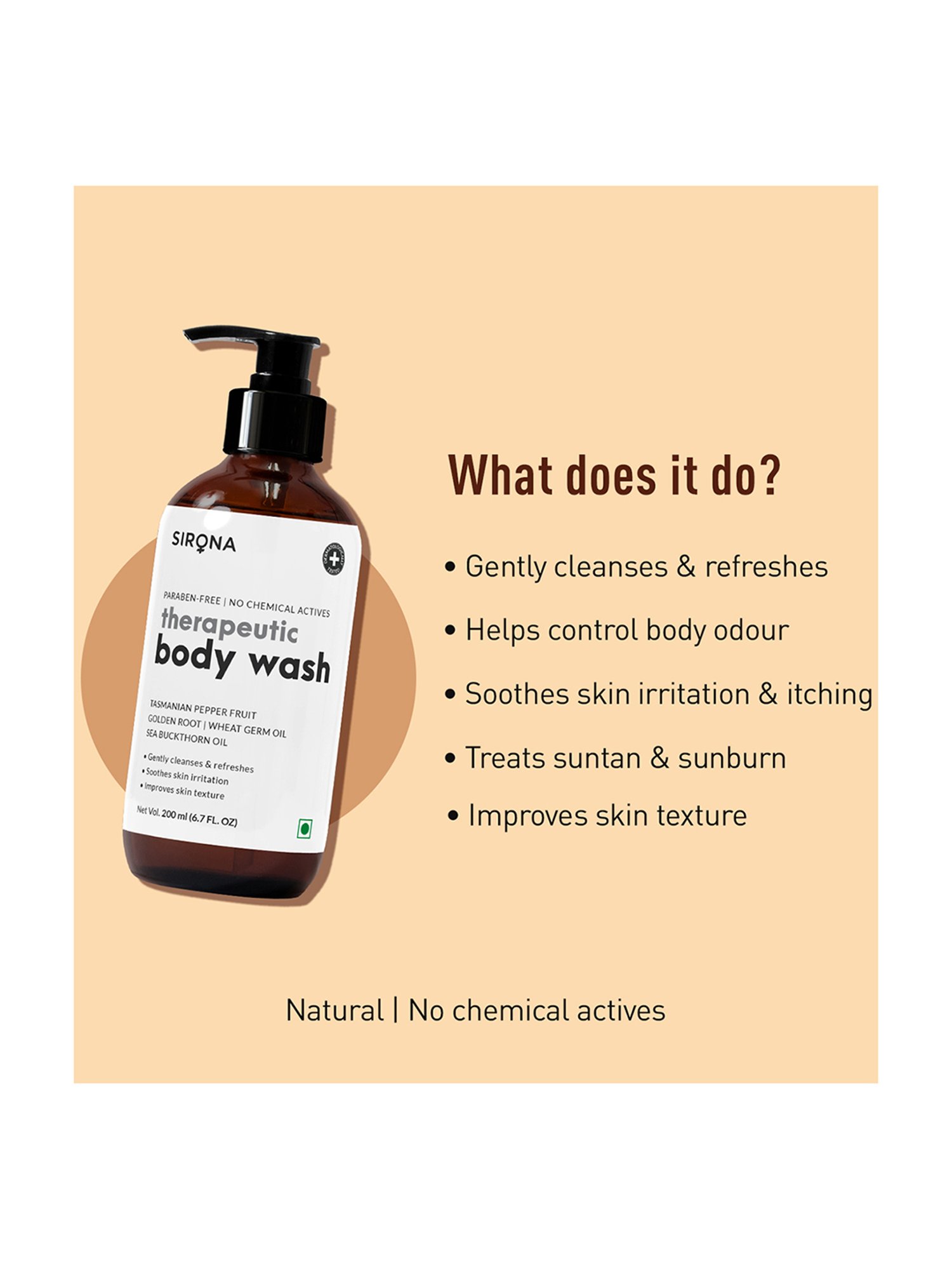 Sirona Natural Therapeutic Body Wash With 5 Magical Herbs -200 ml