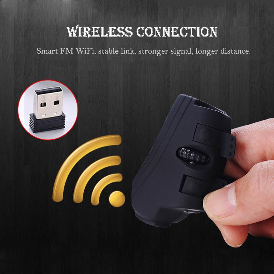 Black 2.4GHz USB Finger Wireless Optical Mouse Portable 2.4Ghz Wireless Rechargeable Finger Ring Mice For PC Laptop Computer