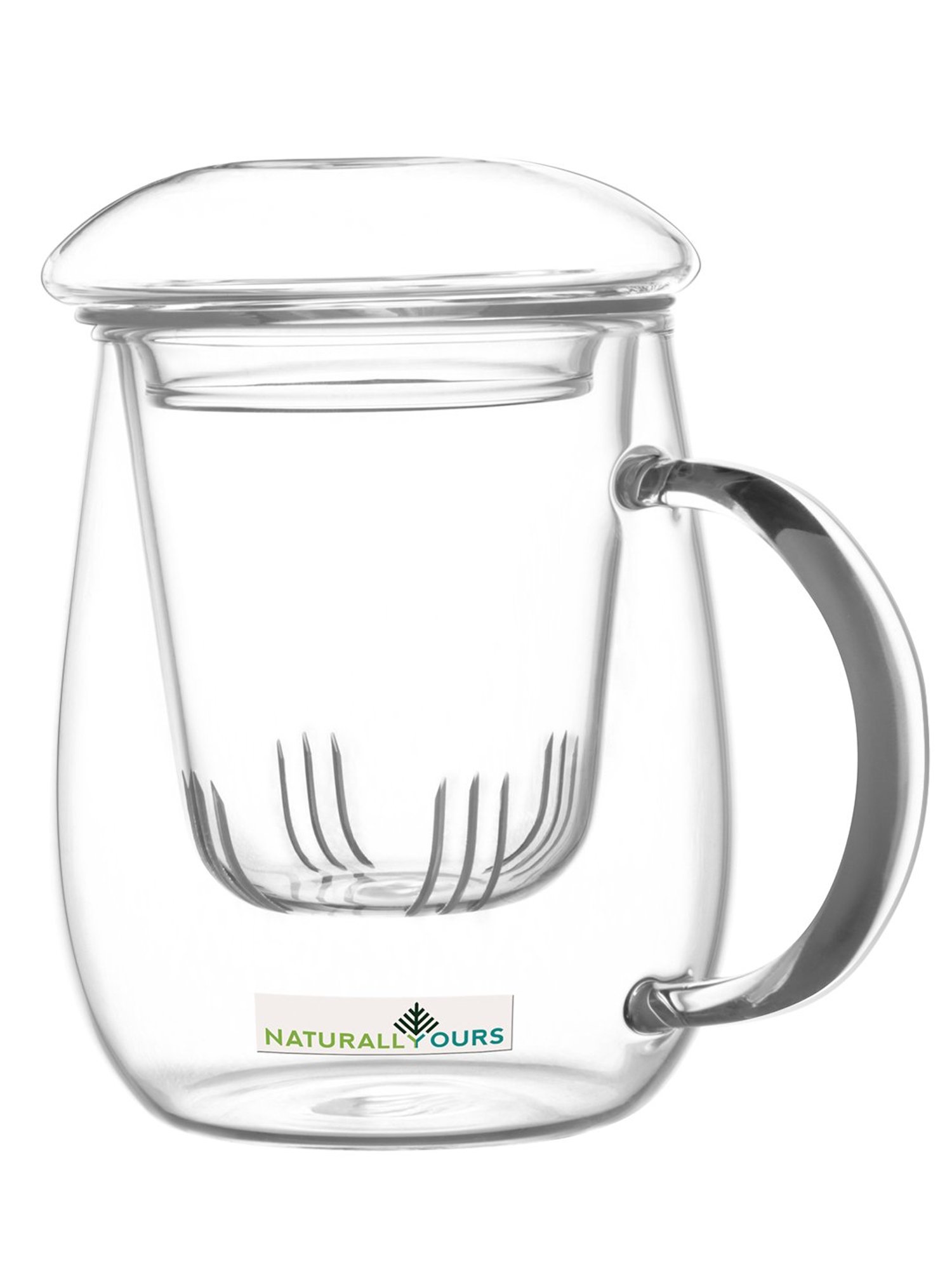 NATURALLYOURS Borosilicate Glass Cup with Tea Coffee Infuser - 300 ml