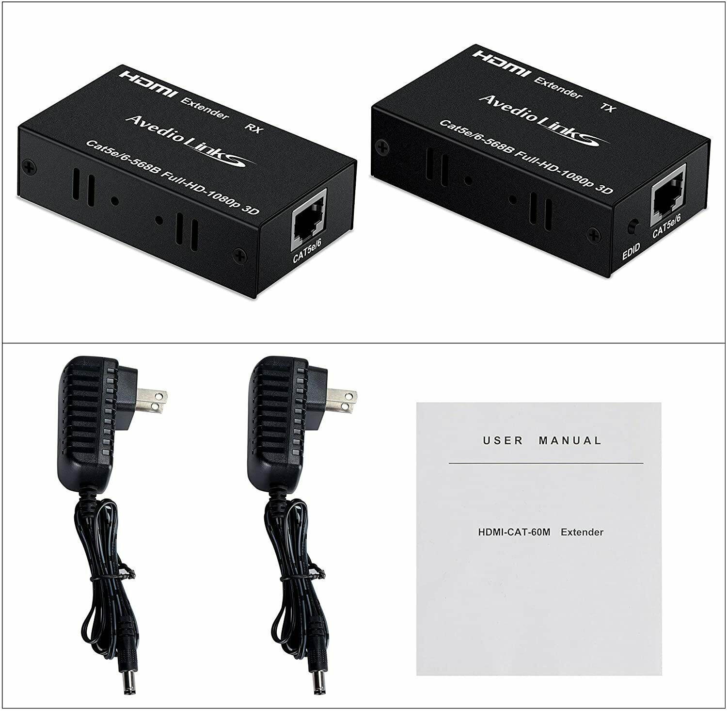 HDMI Extender, HDMI Extender Over Cat 5e/6/7 Digital HDMI Ethernet 196ft / 60m