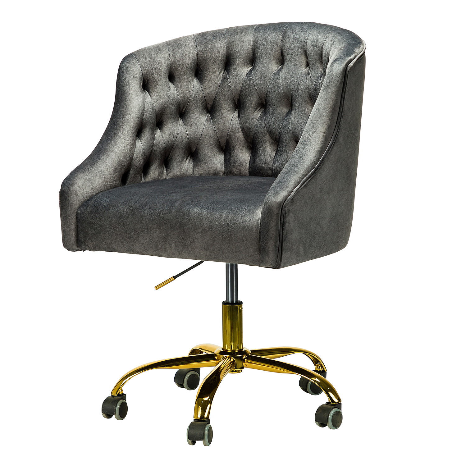 Jayden Creation Lydia Height Adjustable Velvet Task Chair with Swivel Gold Metal Base for Home Office, Bedroom, Living Room