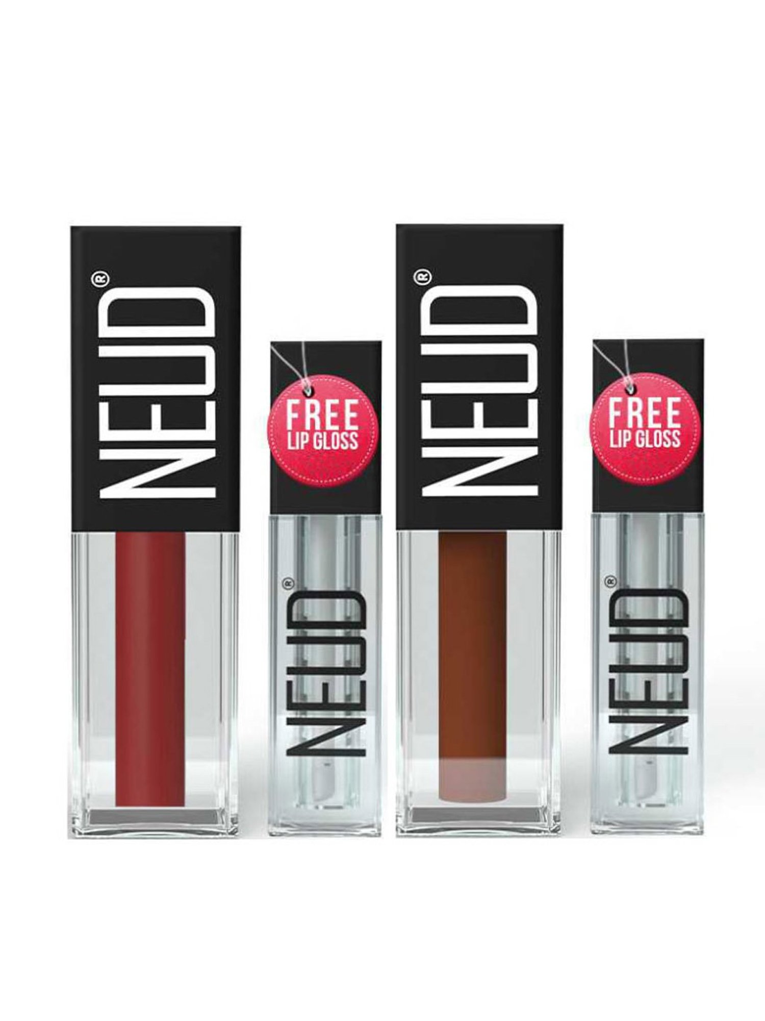 Neud Matte Liquid Lipstick Combo Oh My Coco & Perfect Pout with Two Lip Gloss Free