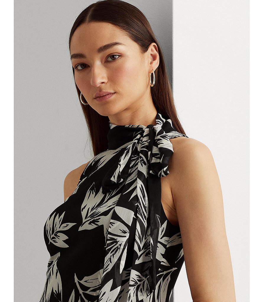 Kay Unger Long Bishop Sleeve V-Neck Crepe A-Line Dress