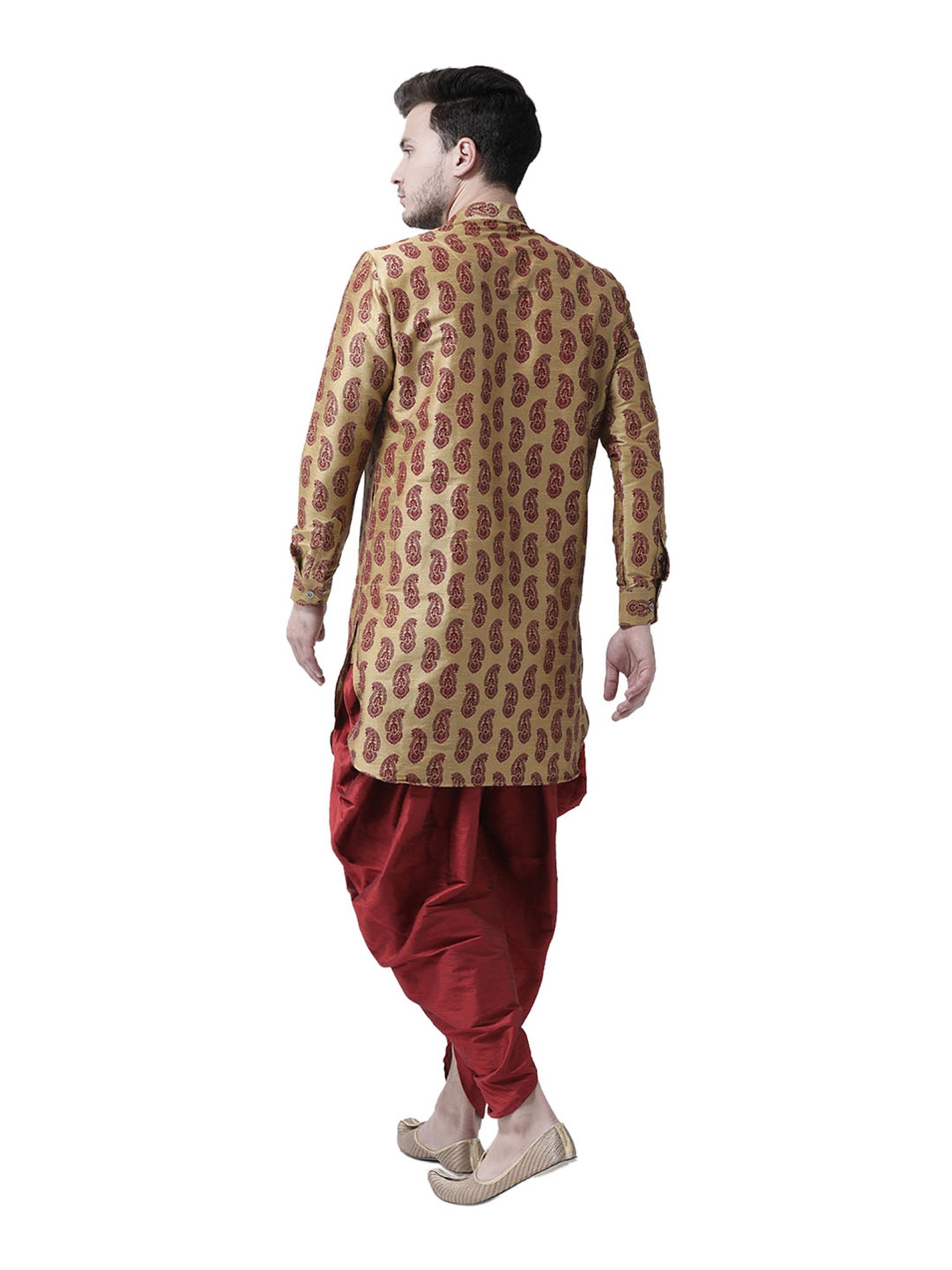 Deyann Brown & Red Full Sleeves Kurta Set