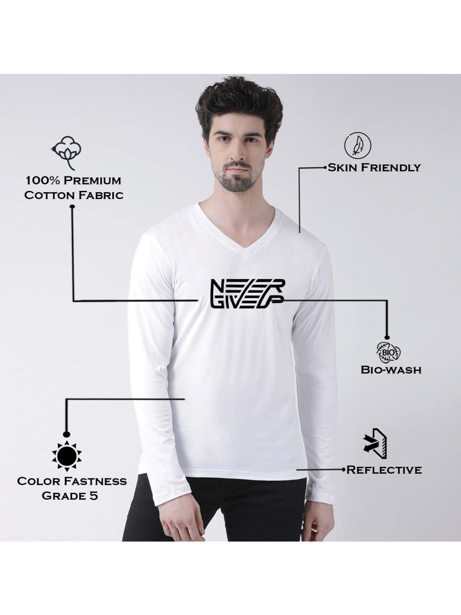 Friskers White Cotton Slim Fit Printed T-Shirt