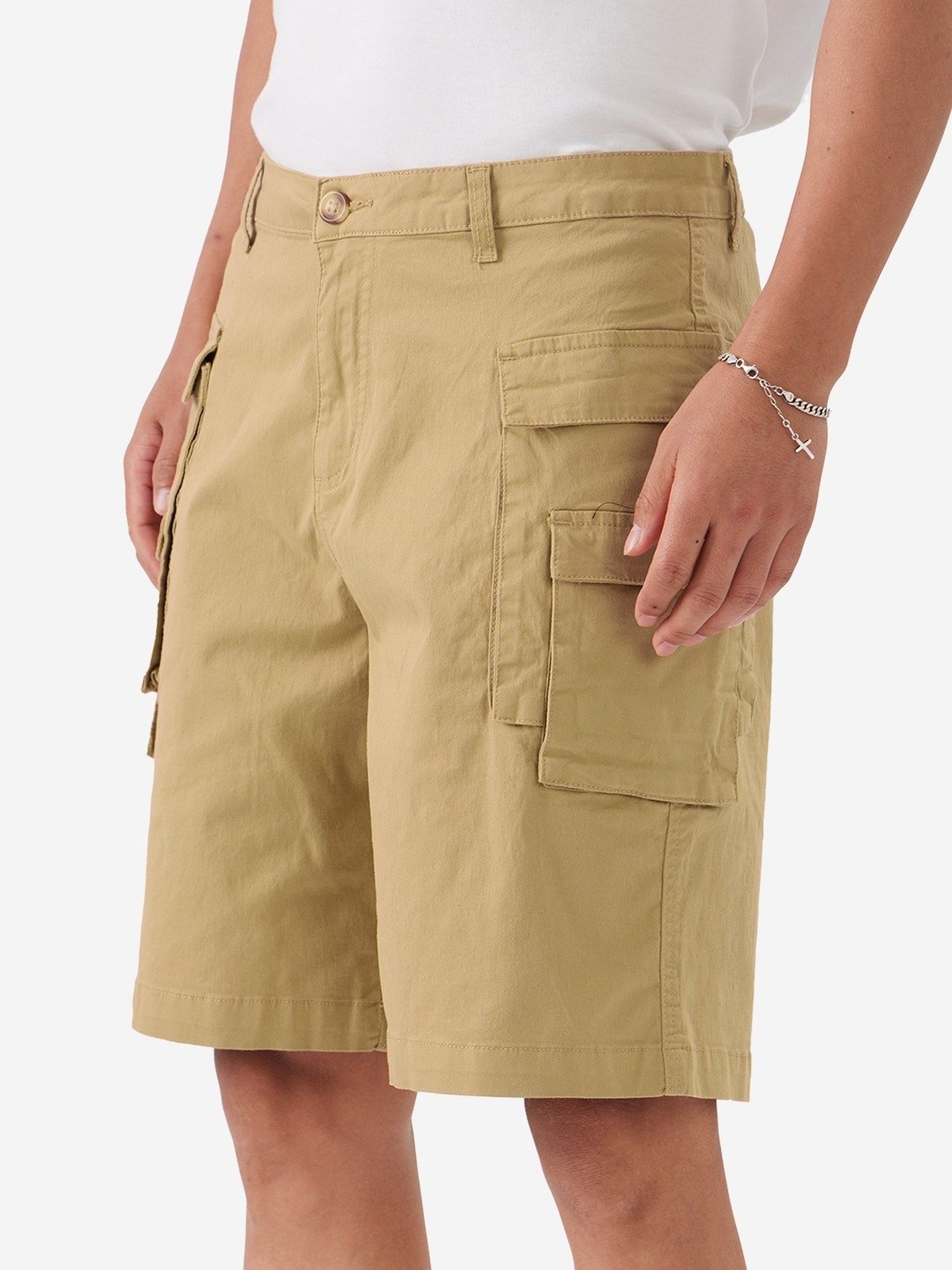 The Souled Store Brown Regular Fit Cargo Shorts
