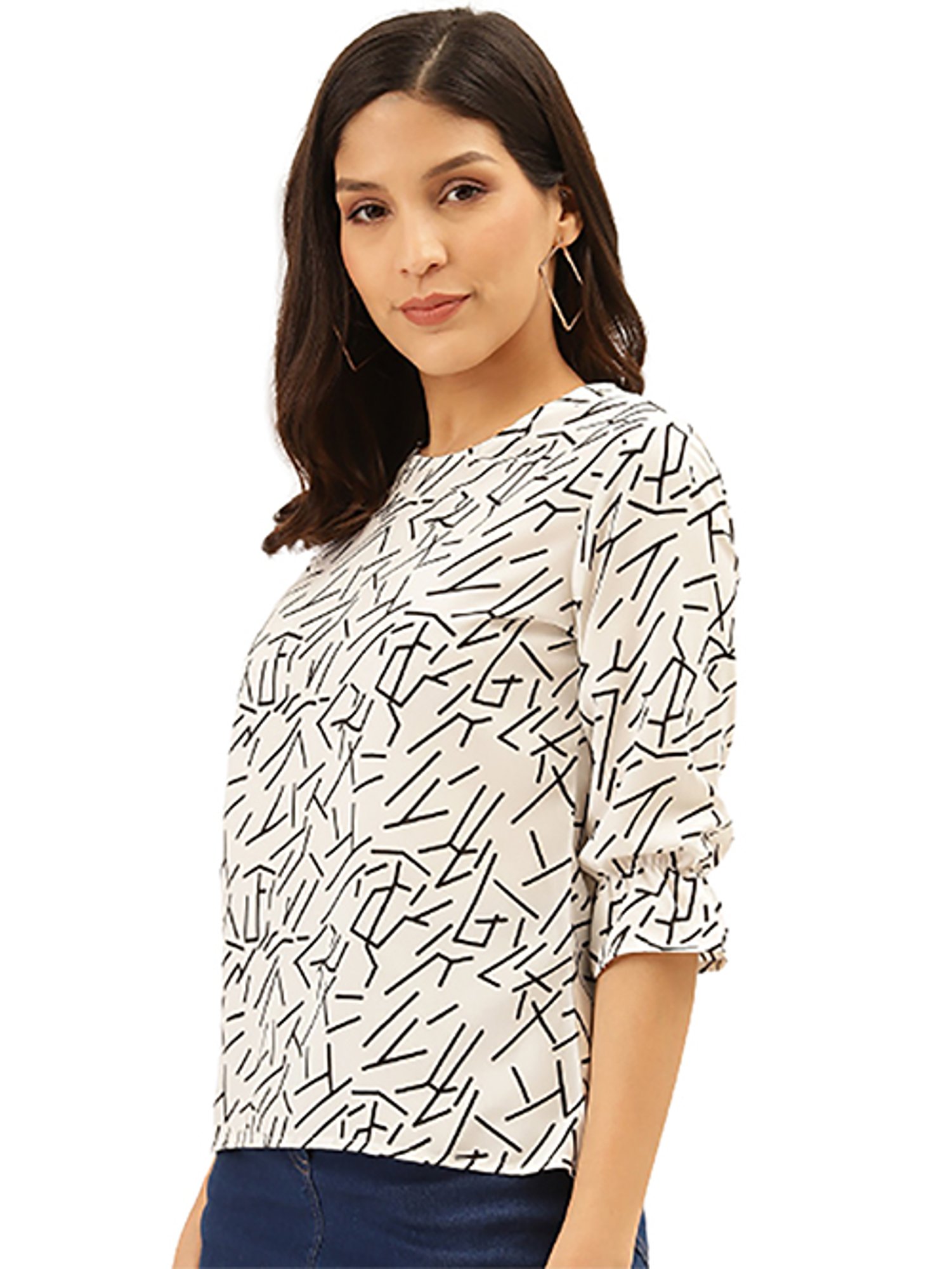 Style Quotient White & Black Printed Top