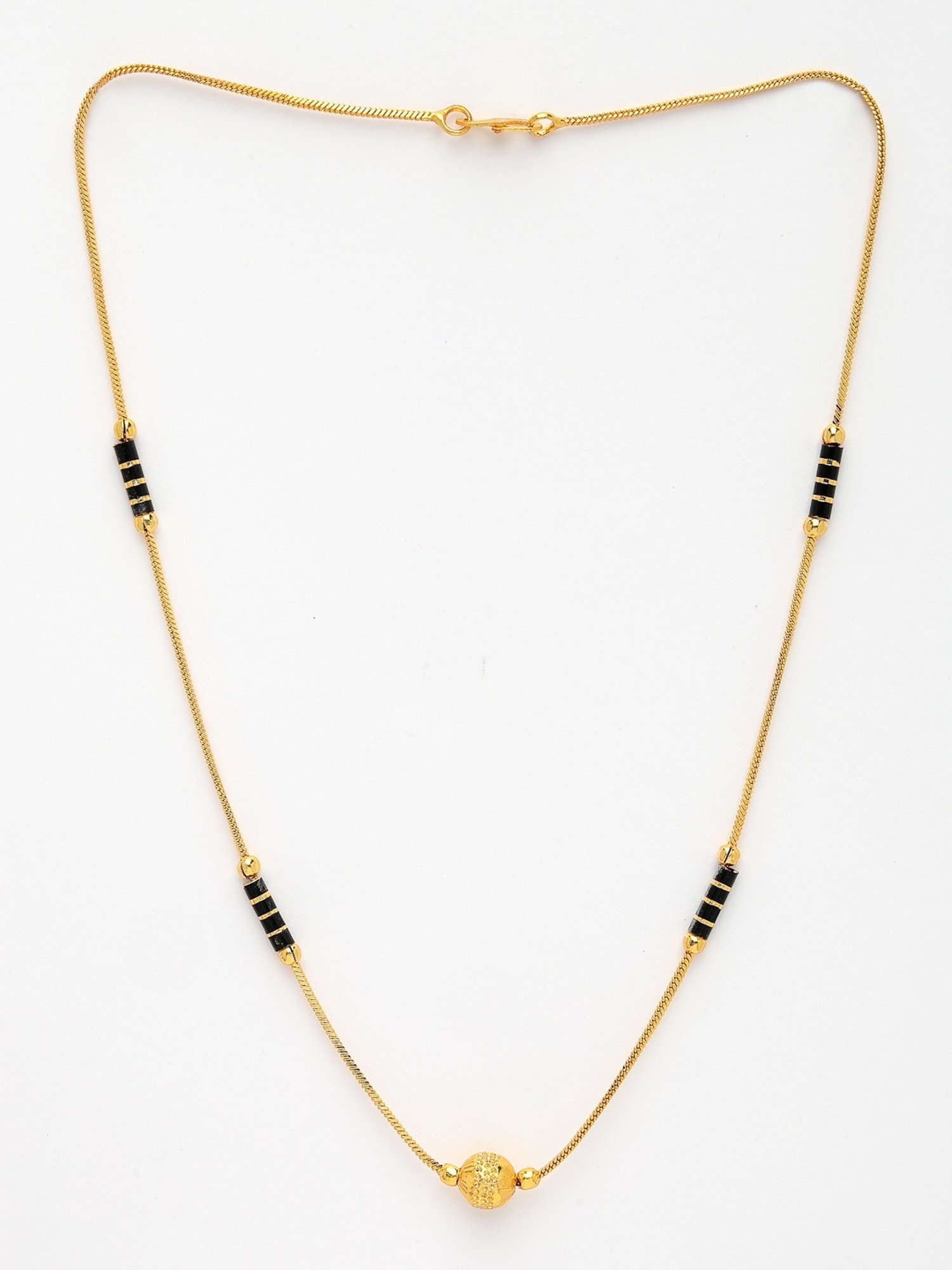 NVR Women's Gold-Plated CZ Stone-Studded & Beaded Mangalsutra - Set of 3