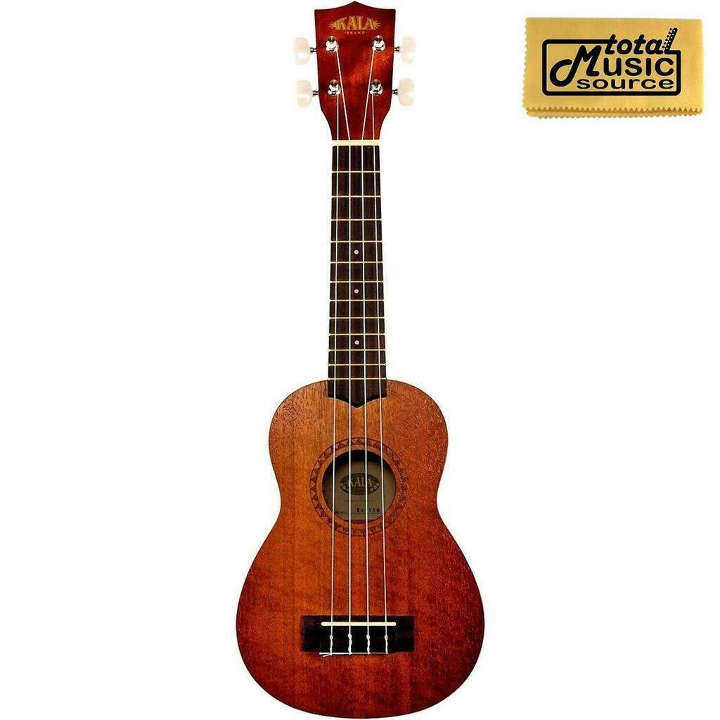 Kala Satin Mahogany Soprano Ukulele, KA-15S, FREE TMS Polish Cloth, KA15S CLOTH