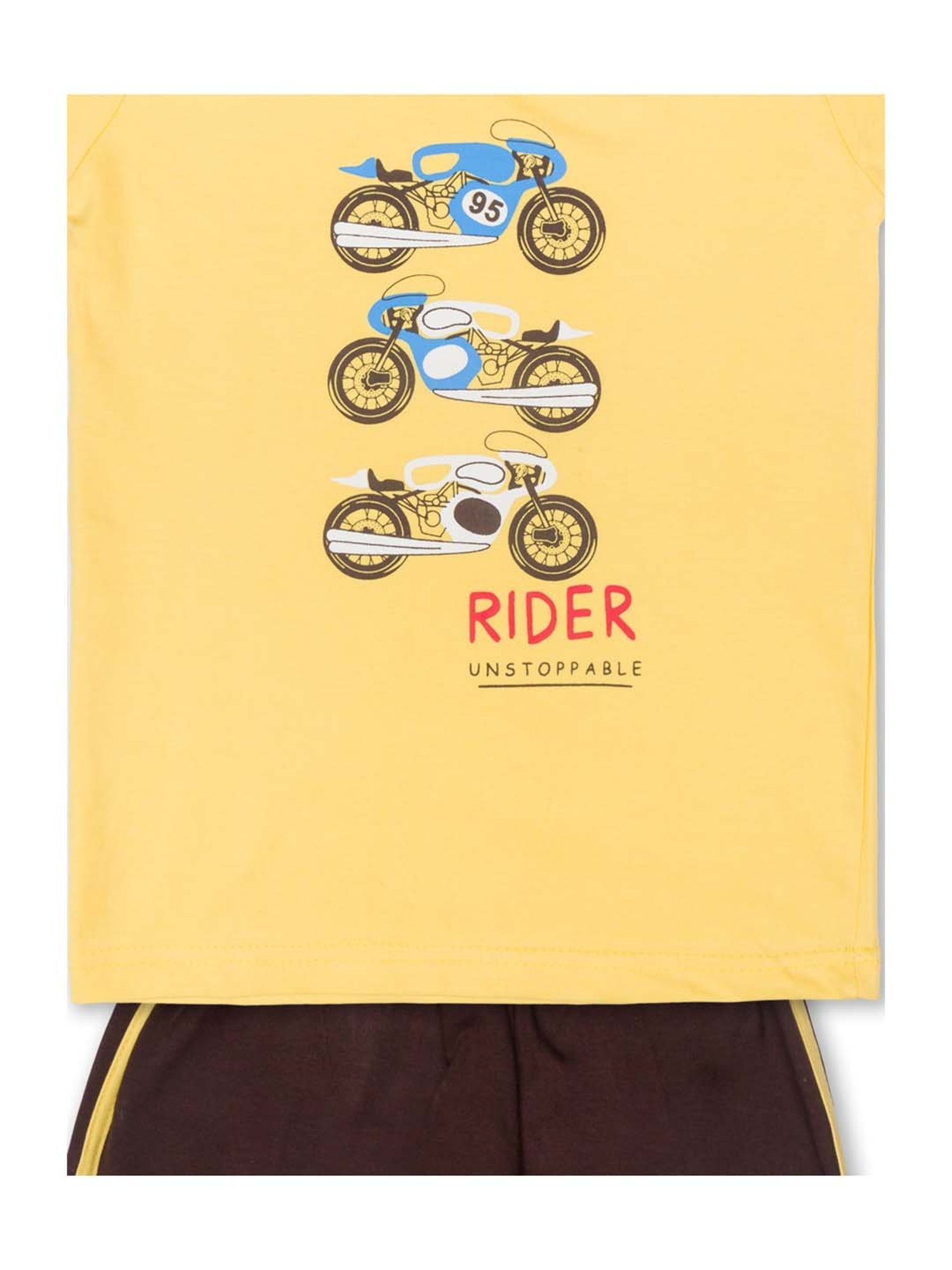 Todd N Teen Kids Yellow Cotton Printed T-Shirt & Joggers