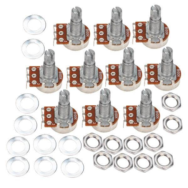 10pcs B100K OHM Audio Tone Guitar Potentiometer 16mm Base Dia/18mm Shaft
