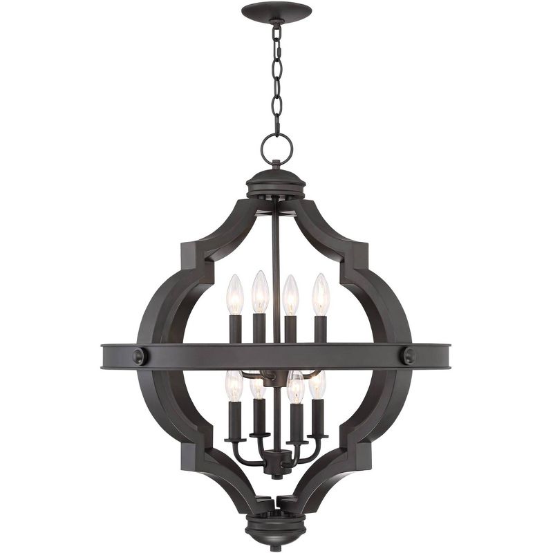 Regency Hill Bronze Ornate Cage Pendant Chandelier 25 1/4" Wide 8-Light Fixture for Dining Room House Foyer Kitchen Entryway