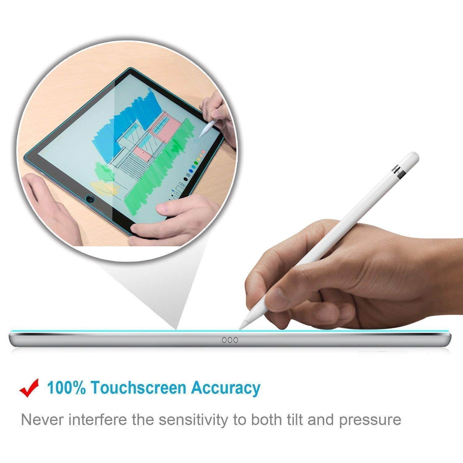 [2 PACK] iPad Pro 12.9 Screen Protector WERLEO Multi-Touch Compatible / Bubble-Free / Anti-Scratch Tempered Glass Screen Protector For 12.9-Inch iPad Pro (2015, 2017 Release)