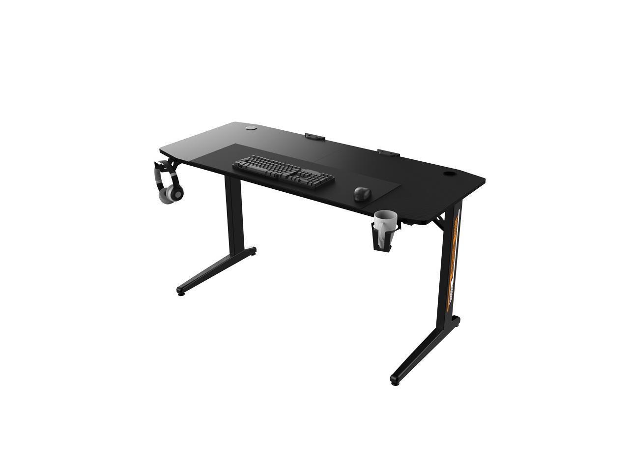 Computer Desk 55" E-Sports Gaming Desk E-Sports  Table with Large Size Ergonomic Surface and K-Shaped Heavy Duty Construction with Cup Holder Headphone Hook & 2 Cable Management Holes