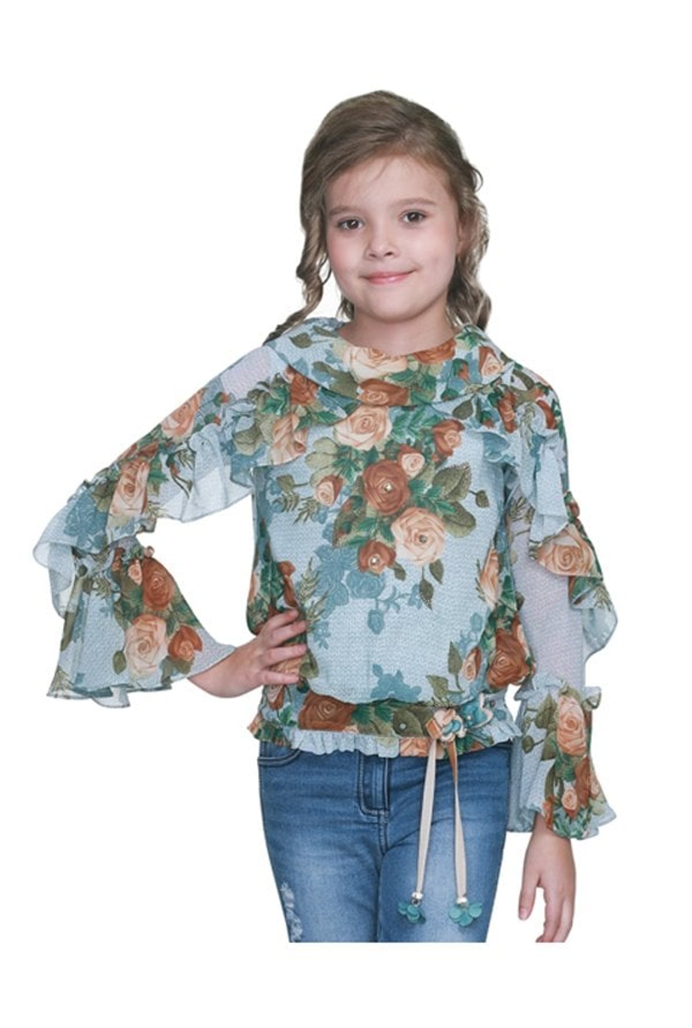 Cutecumber Kids Blue Floral Print Top