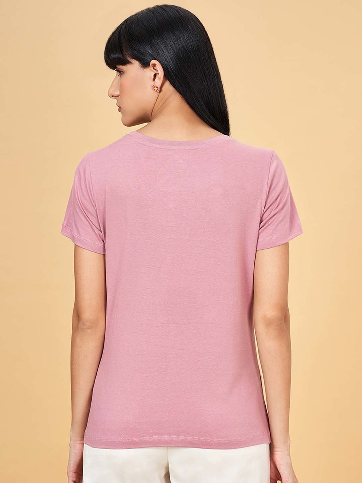 Honey by Pantaloons Pink Cotton Printed T-Shirt