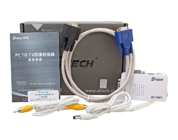 DTECH  PC to TV Converter,up to 1600X1024@85HZ,  PC MAC VGA to AV Composite and RCA S-Video for TV/Projector Converter terminal converter box (DT-7001 )