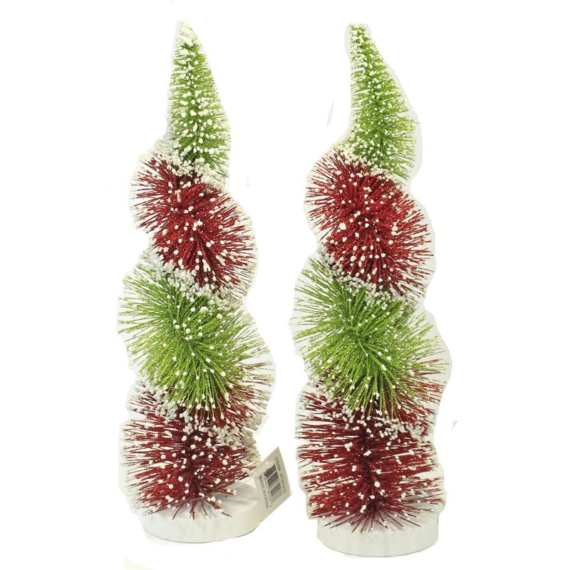 Christmas 13.0" Swirl Rd/Gr Small  Trees Home Decor St/2  -  Decorative Figurines