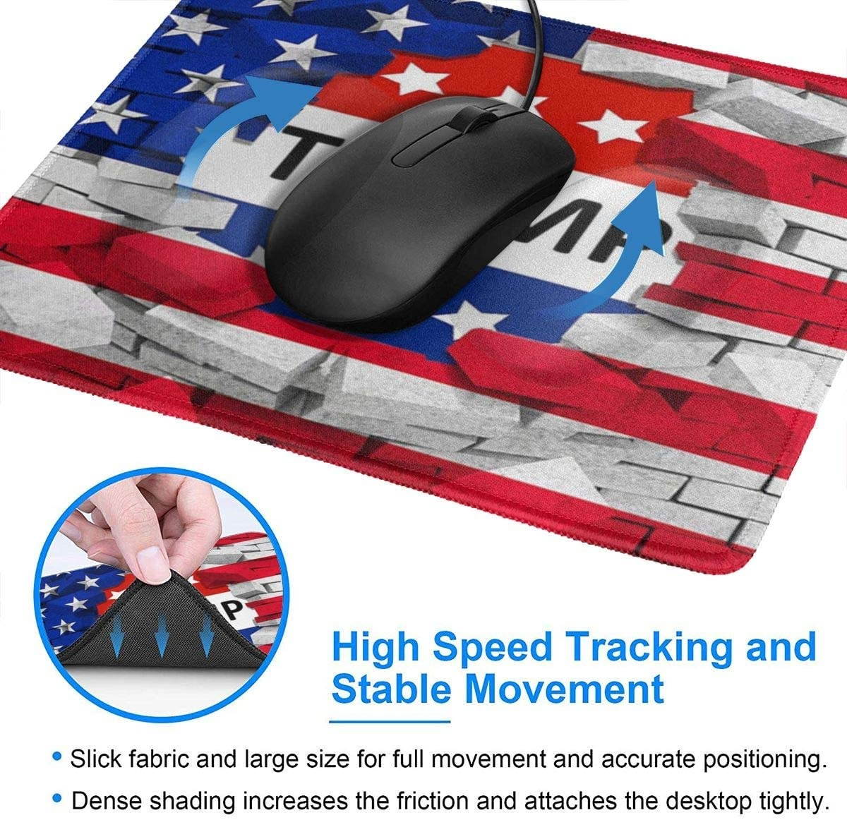 Mouse Pad Customized American USA Trump Flag Non-Slip Rubber Mouse pad Gaming Mouse Pad for Computers Laptop PC Office
