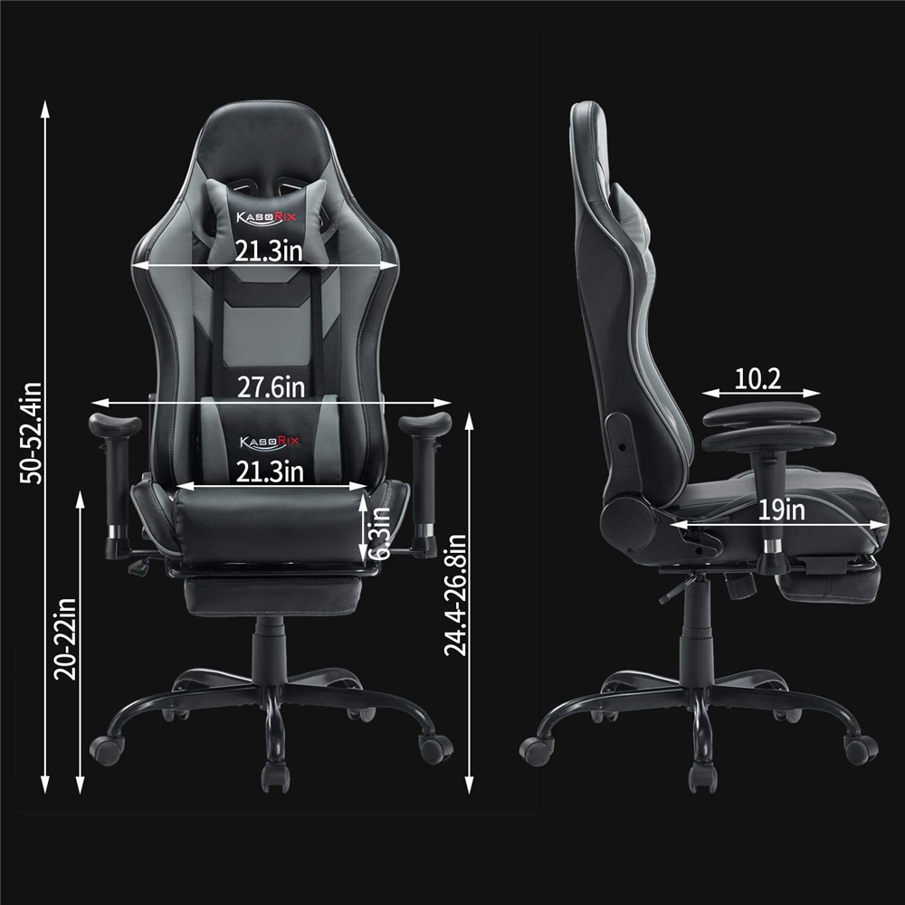 KASORIX Ergonomic Gaming Chair High Back Racing Chair with Footrest Massage Computer Gaming Chair Reclining Home Office Chair with Headrest and Lumbar Support