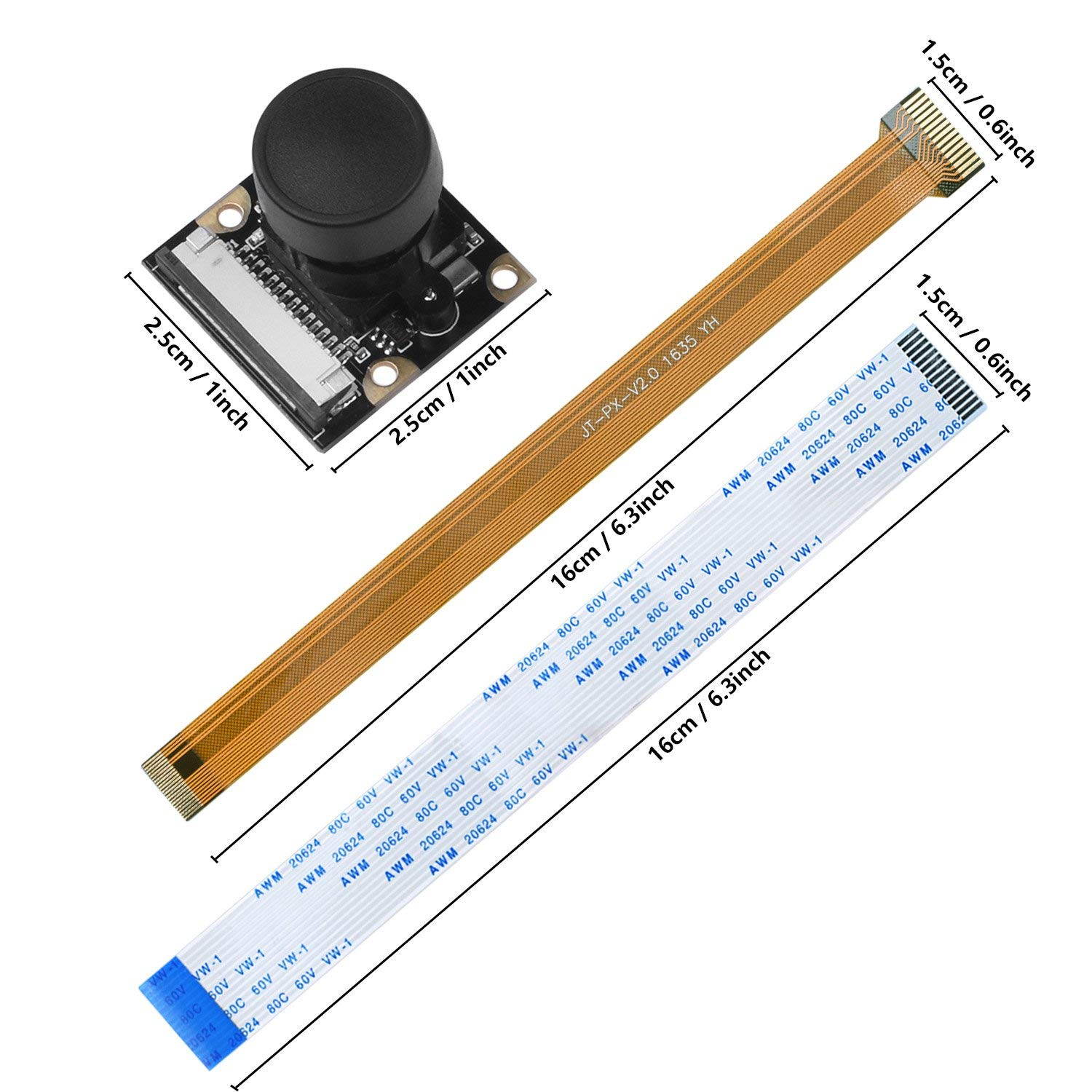 Werleo Raspberry Pi Camera Module Wide-Angel Fish-Eye Camera Lenses 5 Megapixels 1080P OV5647 Sensor with Pi Zero Ribbon Cable & FPC Cable for Raspberry Pi 3B+ 3B 2B Zero