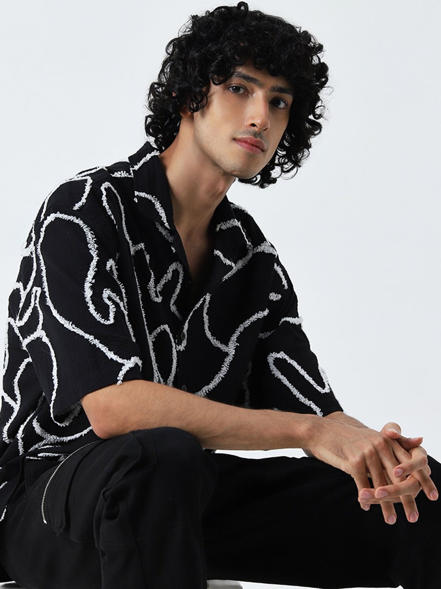 Kuons Avenue Cobalt Blue Slim Fit Denim Shirt