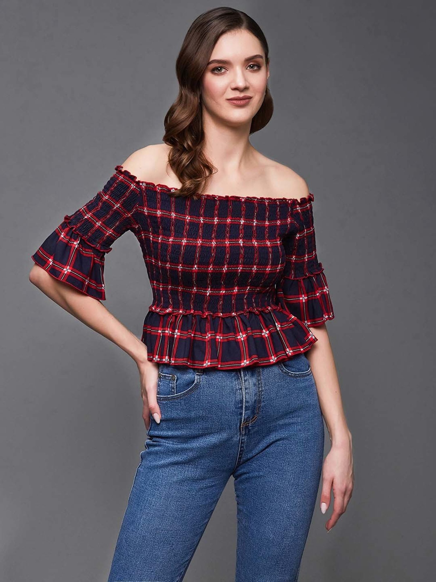 Miss Chase Multicolor Check Top