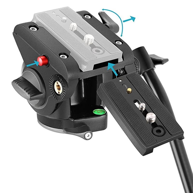 Heavy Duty Video Camera Tripod Fluid Drag Pan Head with 14 and 38 inches Screws Sliding Plate for DSLR Cameras Video Camcorders Shooting Filmingup to 11 pounds5 kilogramsAluminum Alloy