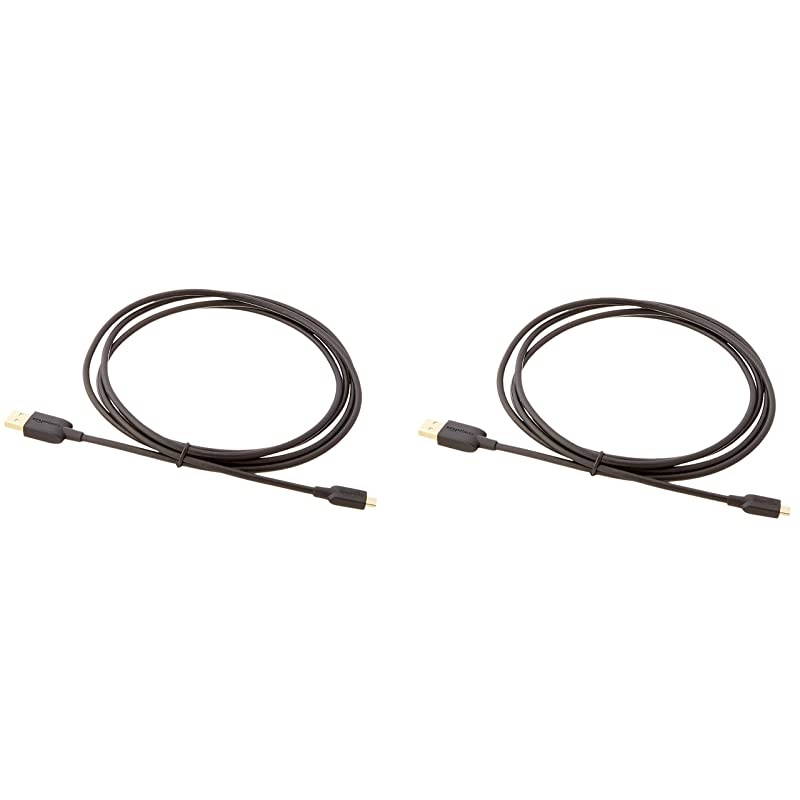 USB 20 AMale to Micro B Charger Cable 2 Pack 6 feet Black